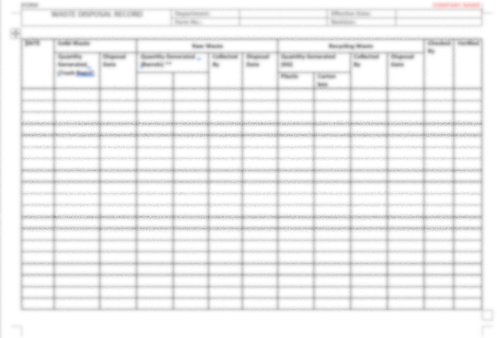 P18 F01 - (FORM) WASTE DISPOSAL RECORD