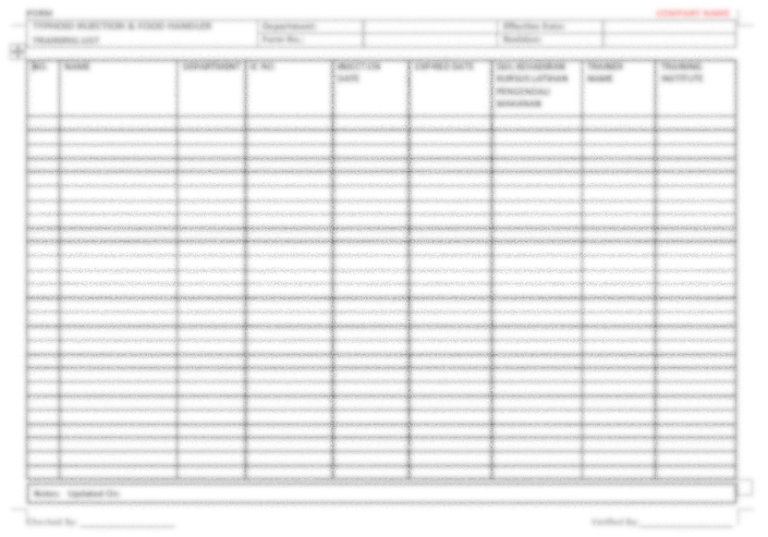 P19 F01 - (FORM) TYPHOID INJECTION & FOOD HANDLER RECORD