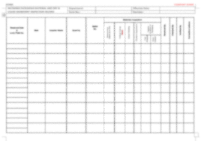 P10 F02 - (FORM) INCOMING PACKAGING MATERIAL AND CHEMICAL INSPECTION