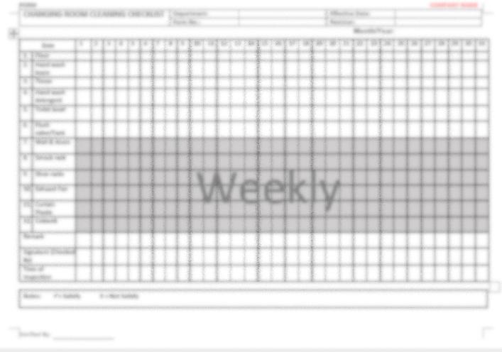P15 F04 - (FORM) CHANGING ROOM CLEANING CHECKLIST