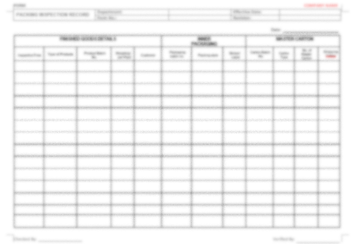P06 F02 - (FORM) Packing Inspection Record(s)