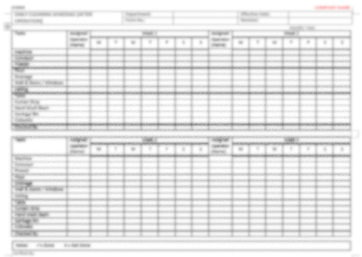 P15 F02 - (FORM) DAILY CLEANING SCHEDULE