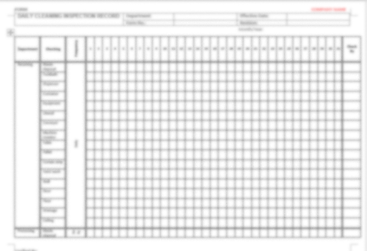 P15 F01 - (FORM) DAILY CLEANING INSPECTION